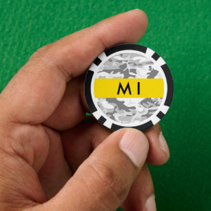 Jetons De Poker Camouflage gris neige d'hiver Votre nom Personnali