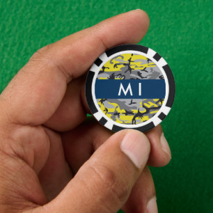 Jetons De Poker Camouflage jaune et gris Votre nom Personnalisez