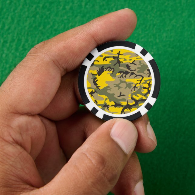 Jetons De Poker Camouflage jaune et vert, Militaire, Armée (main)