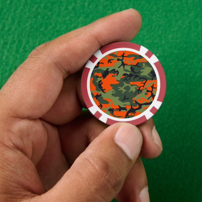 Jetons De Poker Camouflage orange et vert, Militaire, Armée (main)