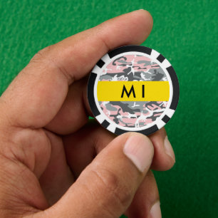 Jetons De Poker Camouflage rose et gris Votre nom Personnalisez