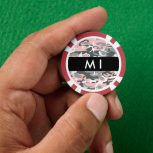 Jetons De Poker Camouflage rose et gris Votre nom Personnalisez