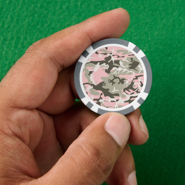 Jetons De Poker Camouflage rose et vert, Militaire, Armée (main)