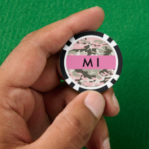 Jetons De Poker Camouflage Rose et Vert Personnalisez votre nom