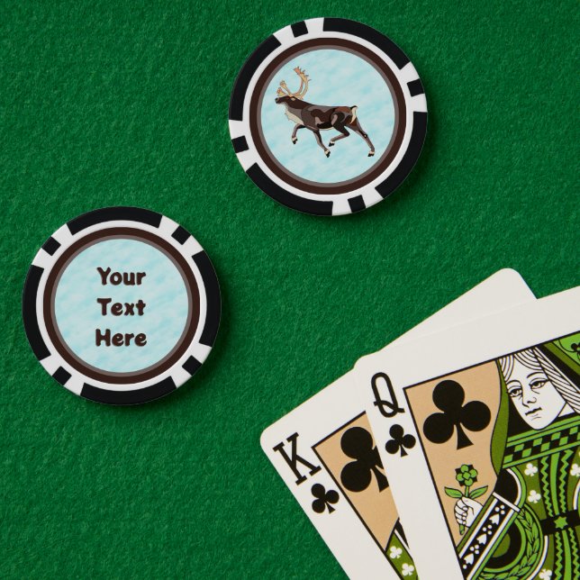Jetons De Poker Caribou/Reindeer d'art populaire (Table de poker (double))