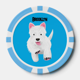 Jetons De Poker Caricature blanche de terrier de l'ouest