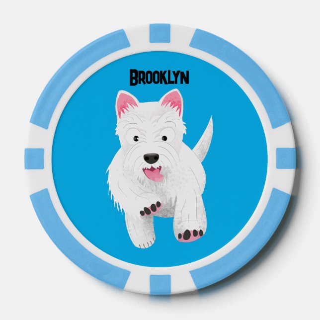 Jetons De Poker Caricature blanche de terrier de l'ouest (Recto)