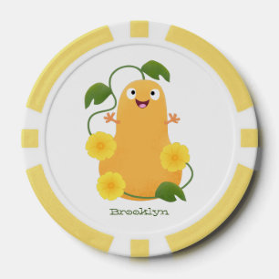Jetons De Poker Caricature citrouille gourde en beuret joyeux