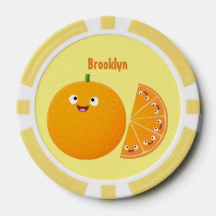 Jetons De Poker Caricature d'agrumes d'orange