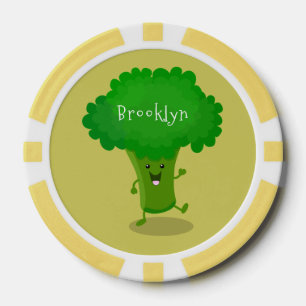 Jetons De Poker Caricature de brocoli dansant Cute kawaii