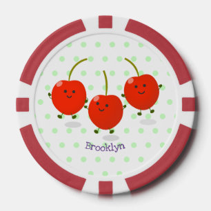 Jetons De Poker Caricature de cerises rouges à sauter mûr
