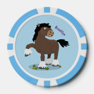Jetons De Poker Caricature de cheval de trait de Cute Clydesdale