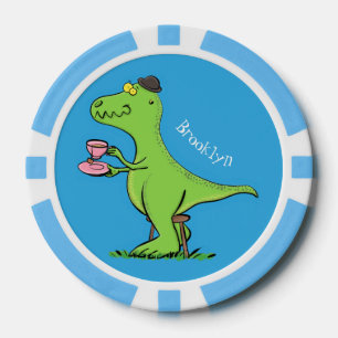 Jetons De Poker Caricature de dinosaure vert t rex