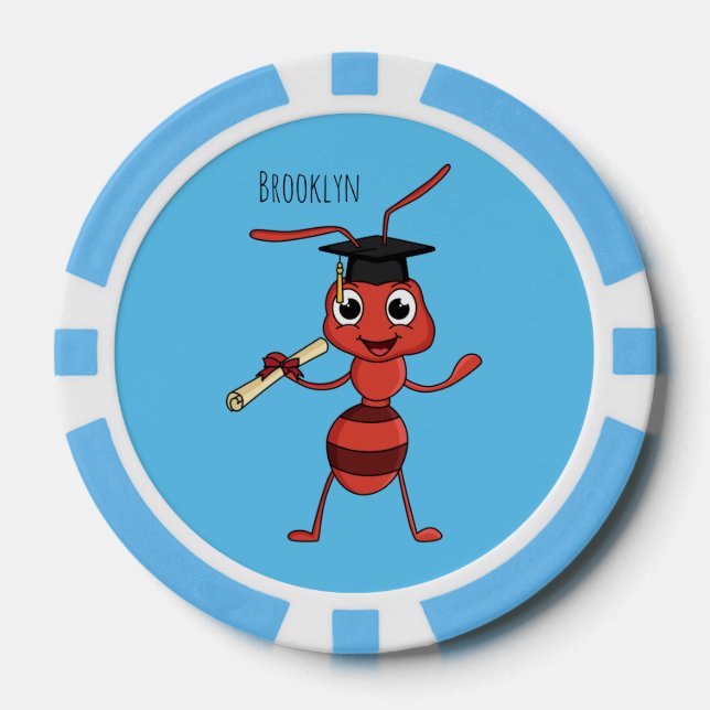 Jetons De Poker Caricature de fourmi rouge joyeux (Recto)