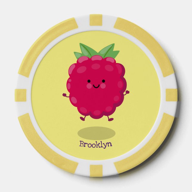 Jetons De Poker Caricature de framboise très heureuse (Recto)