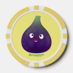 Jetons De Poker Caricature de fruits mauve joyeux aux figues