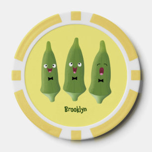 Jetons De Poker Caricature de légumes de l'okra chantante mignonne