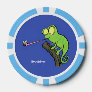 Jetons De Poker Caricature de lézard de caméléon vert joyeux
