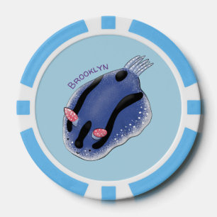 Jetons De Poker Caricature de nudibranche bleu mignon