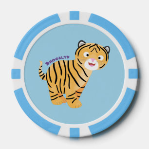 Jetons De Poker Caricature de petit tigre joyeux