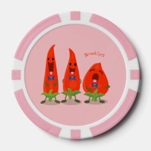 Jetons De Poker Caricature de piments chantants mignons