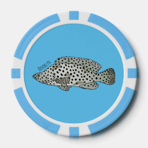 Jetons De Poker Caricature de poissons de mérou à bosse