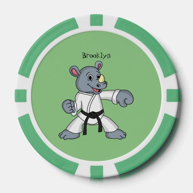 Jetons De Poker Caricature de rhino kung fu (Recto)
