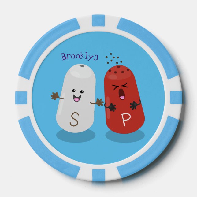 Jetons De Poker Caricature de shakers de sel et de poivre de Cute  (Recto)