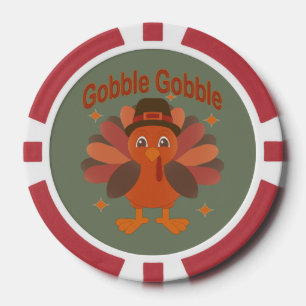 Jetons De Poker Caricature de Turquie Thanksgiving - "Gobble Gobbl