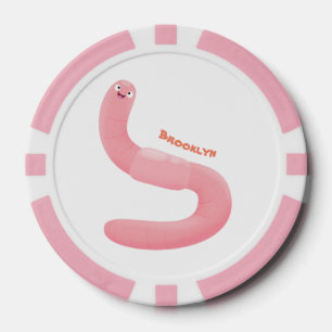 Jetons De Poker Caricature de vers de terre rose joli
