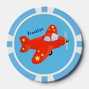 Jetons De Poker Caricature de vol d'avion rouge mignon