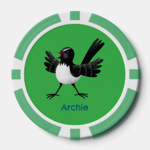 Jetons De Poker Caricature de Willie Wagtail australienne personna