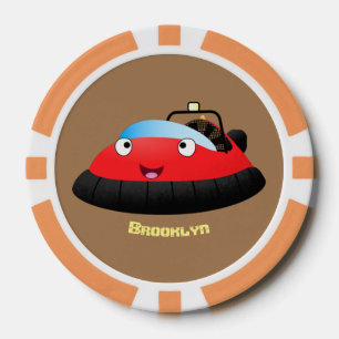 Jetons De Poker Caricature d'hovercraft rouge joyeux