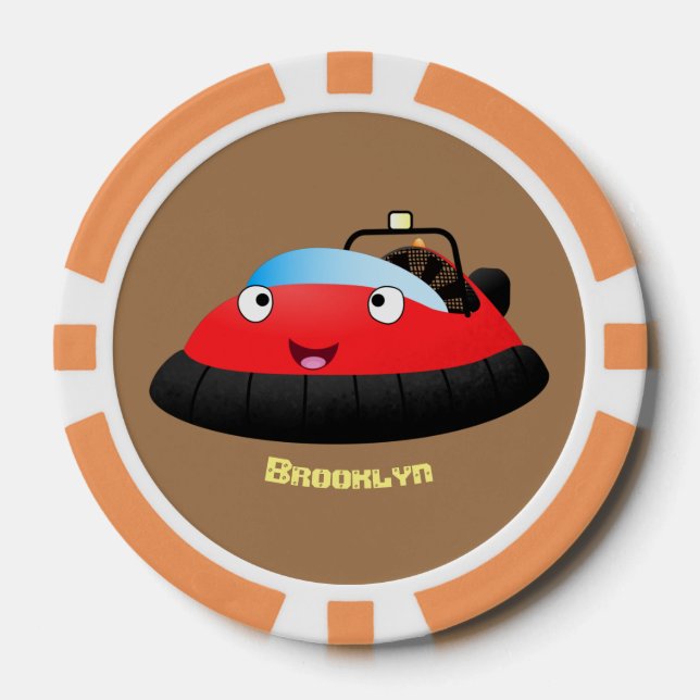 Jetons De Poker Caricature d'hovercraft rouge joyeux (Recto)
