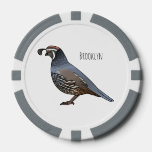 Jetons De Poker Caricature d'oiseau de caille de Californie