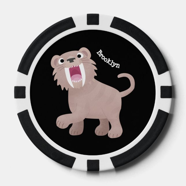 Jetons De Poker Caricature du tigre mignon Saber Toothed Smilodon (Recto)