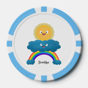 Jetons De Poker Caricature en arc-en-ciel du joyeux nuage de solei