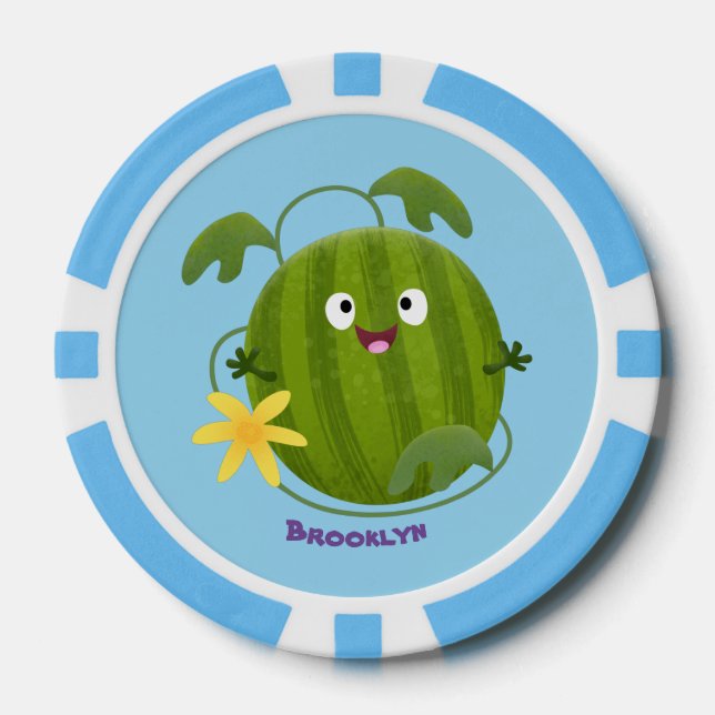 Jetons De Poker Caricature joli et souriant de pastèque (Recto)