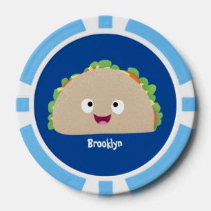Jetons De Poker Caricature joli sourire taco dessin animé