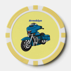 Jetons De Poker Caricature joyeux bleu moto