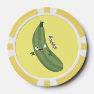 Jetons De Poker Caricature joyeux de courgettes mignonnes