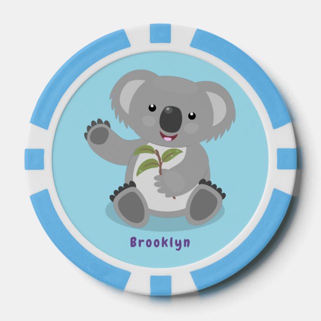 Jetons De Poker Caricature joyeux koala agitant (Recto)