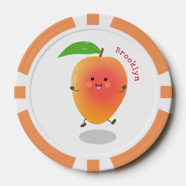 Jetons De Poker Caricature mignonne de mangue joyeuse (Recto)