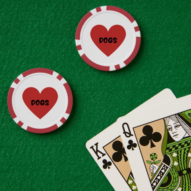 Jetons De Poker Carte J'adore les Chiens (Table de poker (double))