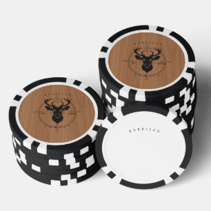 Jetons De Poker Cerf Rustique Famille de Bois pour la Chasse
