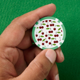 Jetons De Poker Cerise rouge, motif de cerises, feuilles, fruit