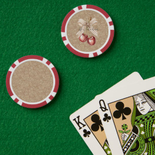 Jetons De Poker Cerises Rouges Paillettes D'or