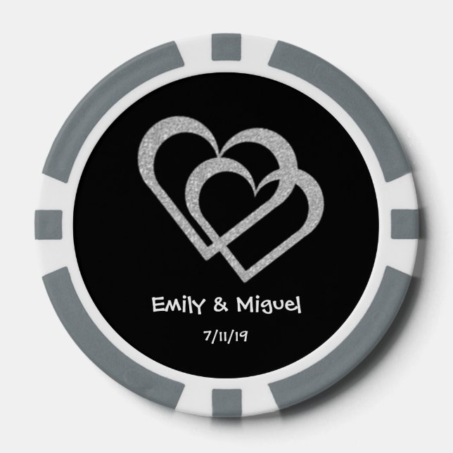 Jetons De Poker Chalkboard Coeur Mariage Poker Chips Favoriser (Recto)