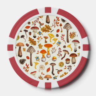 Jetons De Poker Champignons sauvages sur blanc