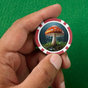 Jetons De Poker Champignons solitaires dans une forte pluie